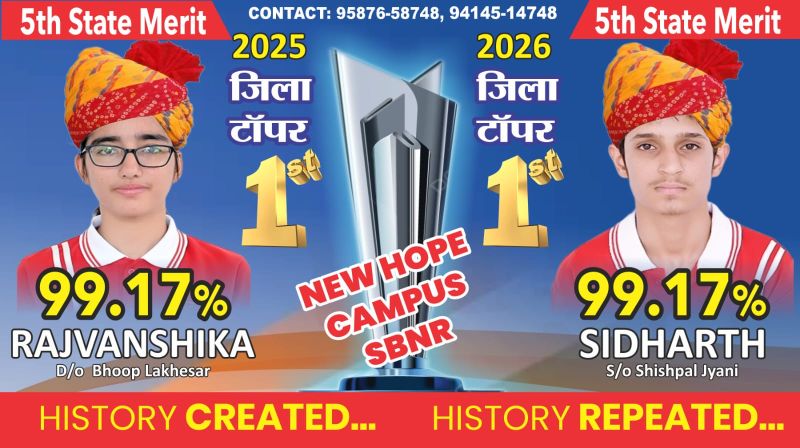 New Hope Campus Pioneer School Result 2025 Shri Vijaynagar