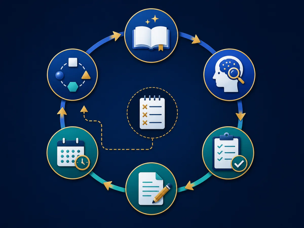 Active recall, spaced revision and error-correction learning cycle