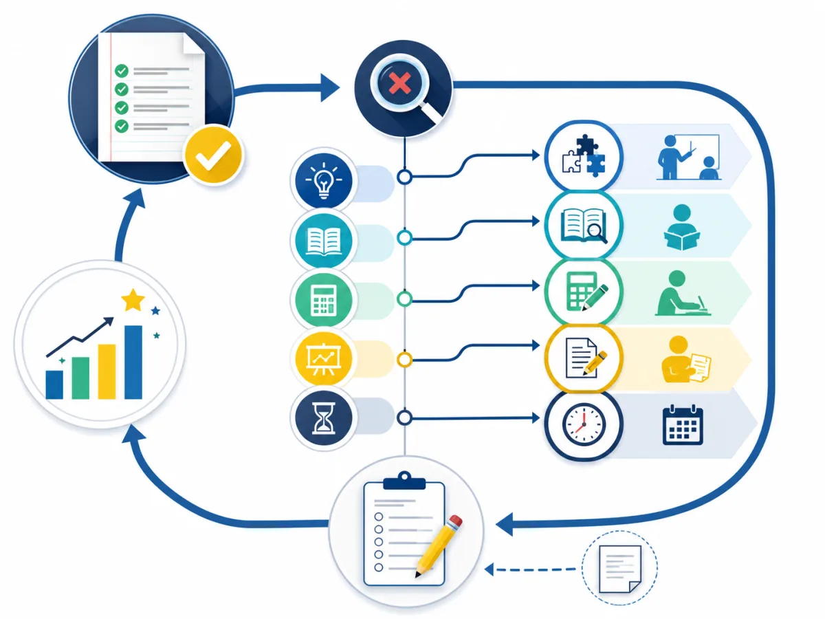 Test-paper analysis cycle from error classification to targeted repair and retesting